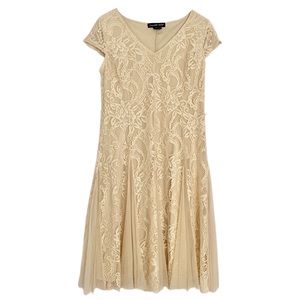 Candalite Petite Beige and Cream dress